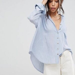 Free People Magic Breeze Striped Button Down Shirt Large